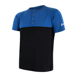 SENSOR MERINO AIR PT pánske tričko kr.rukáv s gombíkmi modrá / čierna Veľkosť: S