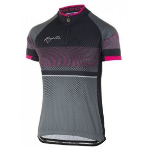 voľnejšie dámsky cyklistický dres Rogelli BELLA s krátkym rukávom, šedo-čierno-ružový 010.159