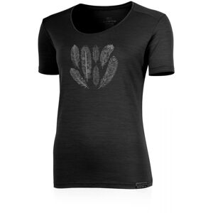 Lasting dámske merino tričko s tlačou AVA čierne Veľkosť: XL dámske tričko