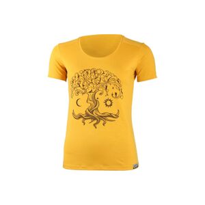 Lasting dámske merino tričko s tlačou Kastro žltá Veľkosť: XL