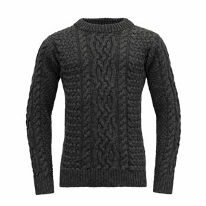 Vlnený sveter s klasickým pleteným vzorom Devold Sandoy unisex čierny TC 380 550 A 940A
