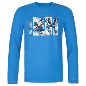 Detské bavlnené tričko s dlhým rukávom Kilpi NURMES-JB modré 146